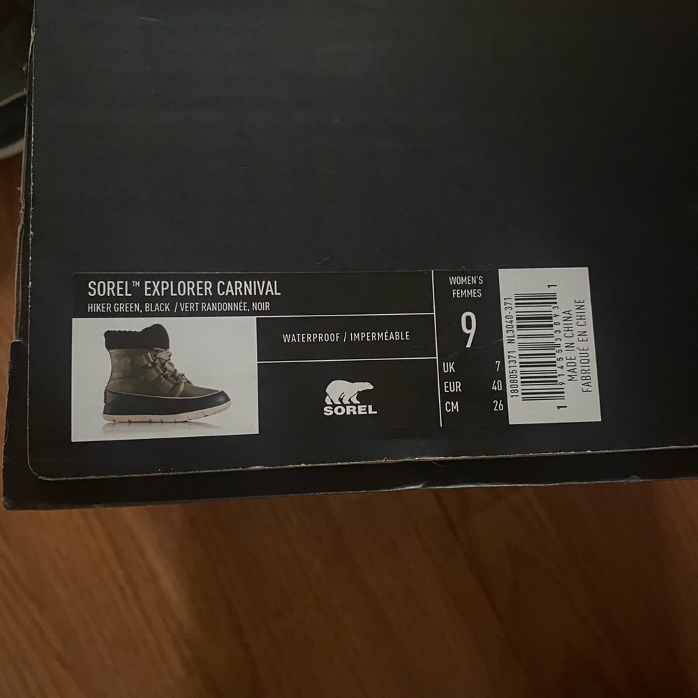 Sorel Explorer Carnival Weather Boots NEW sz 9 olive - Picture 6 of 9